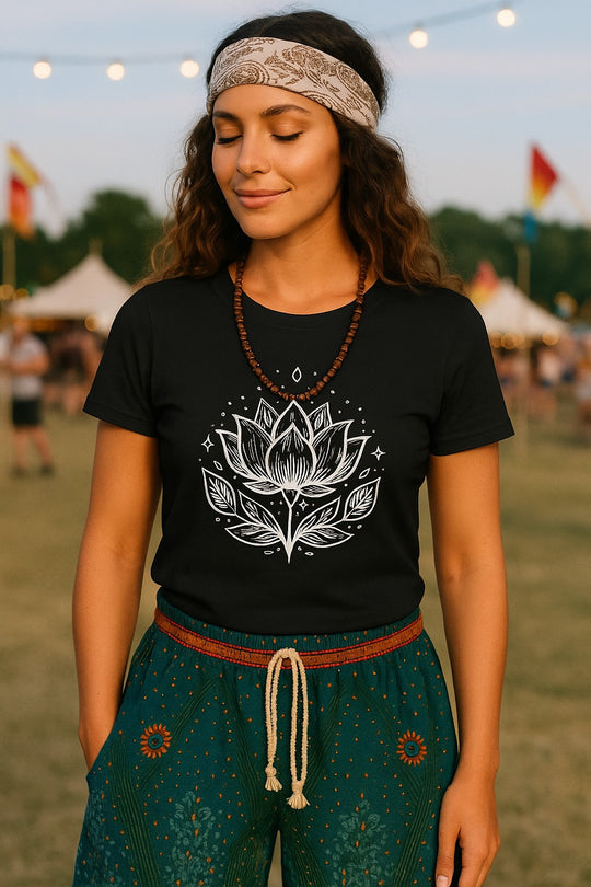 Bohotusk Lotus Flower Cotton Mens T-Shirt S - 3XL Available in 3 Colours