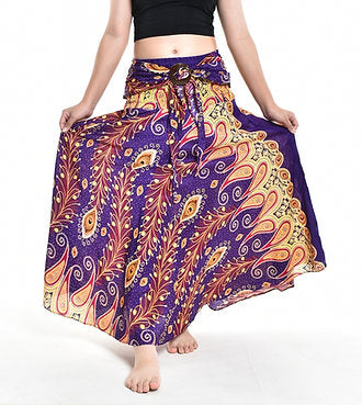 Bohotusk Purple Peacocks Eye Long Skirt With Coconut Buckle (& Strapless Dress) S/M Only