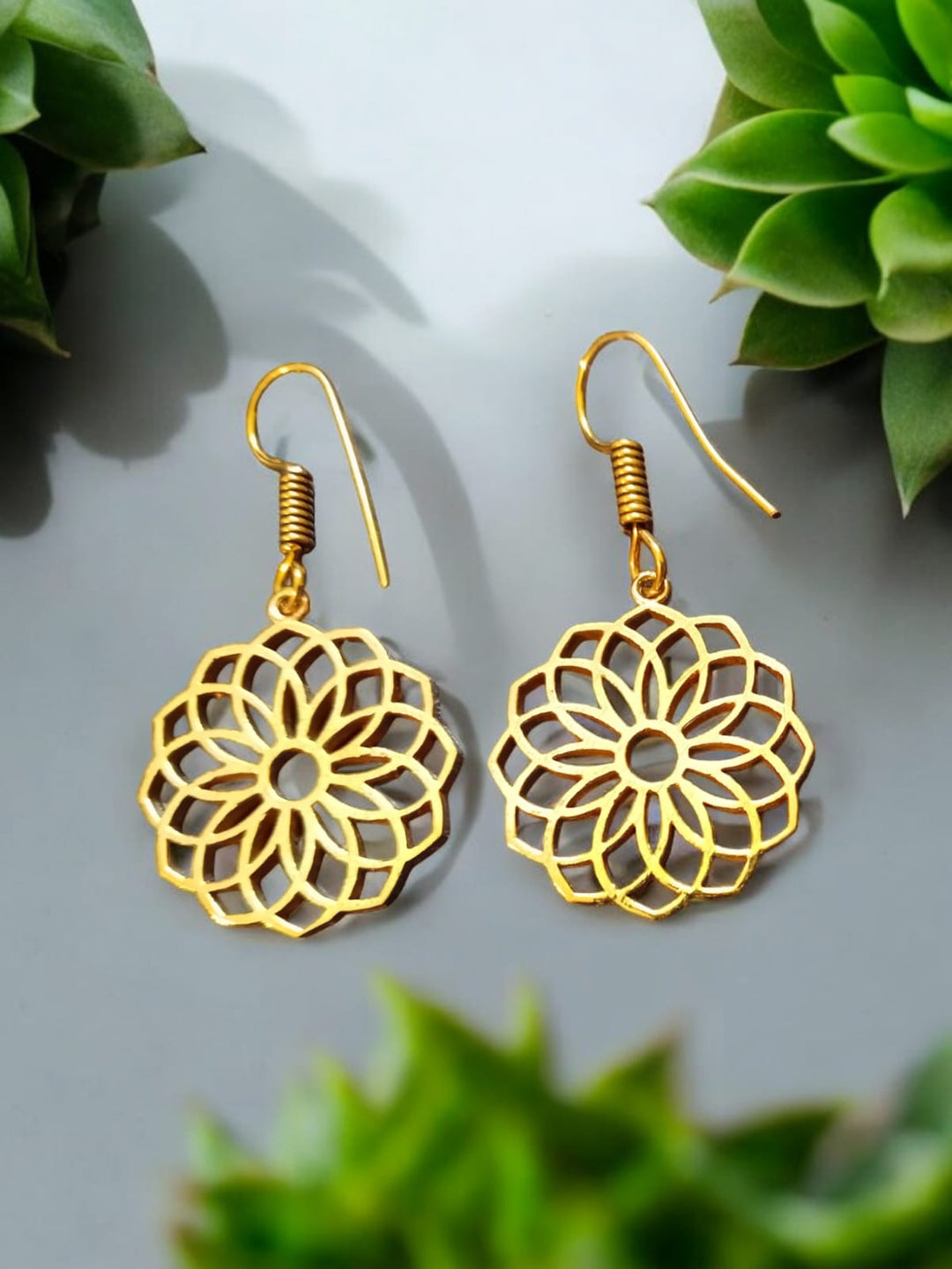 Bohotusk Brass Flower Petal Earrings