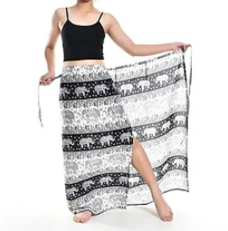 Bohotusk Black White Elephant Sarong Super Soft 150cm x 110cm