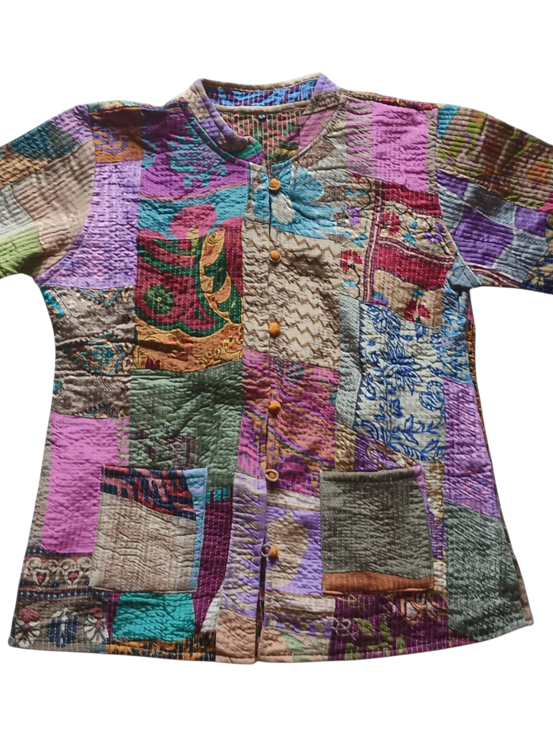 Bohotusk Patchwork Kantha Boho Bomber Jacket