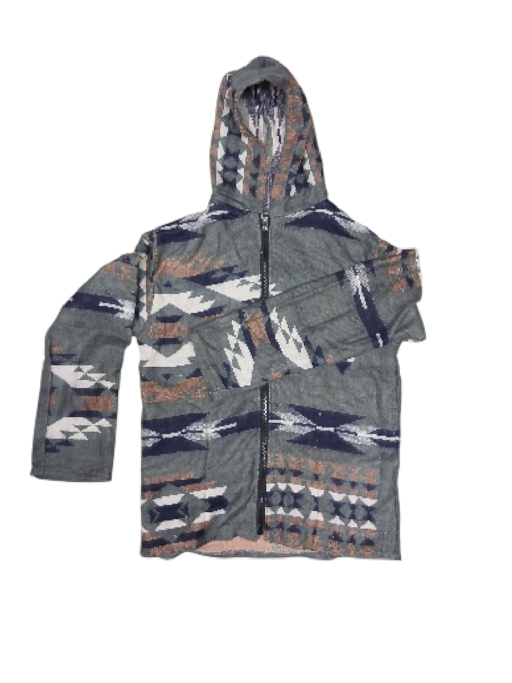 Bohotusk Aztec Pattern Lightweight Fleece Hooded Jacket