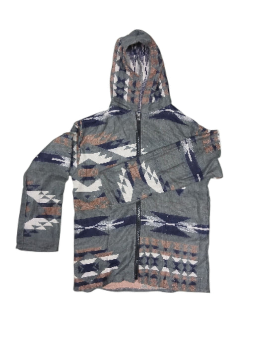 Bohotusk Aztec Pattern Lightweight Fleece Hooded Jacket