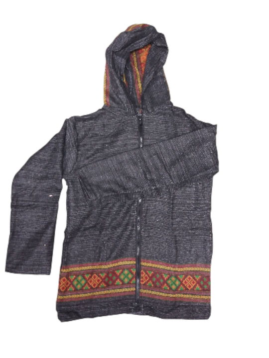 Bohotusk Aztec Pattern Lightweight Fleece Hooded Jacket