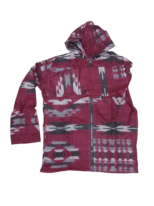Bohotusk Aztec Pattern Lightweight Fleece Hooded Jacket