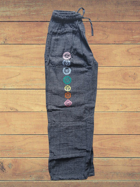 Bohotusk Dark Grey Marl Linen Open Legged Harem Pants Tie Waist S/M Only