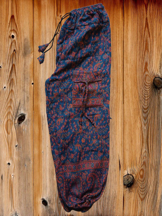 Bohotusk Teal & Purple  Paisley Fleece Harem Pants One Size