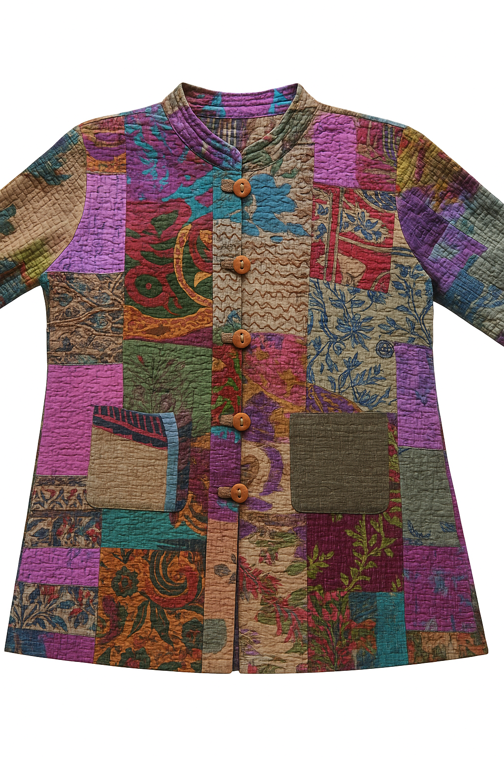 Bohotusk Patchwork Kantha Boho Bomber Jacket