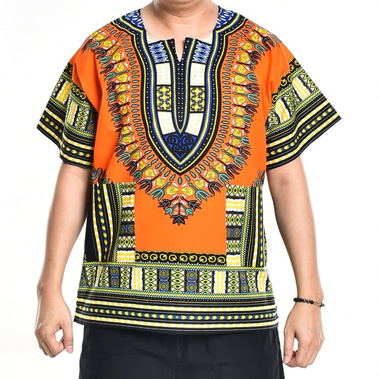 Tangerie Orange Dashiki Shirt African Poncho