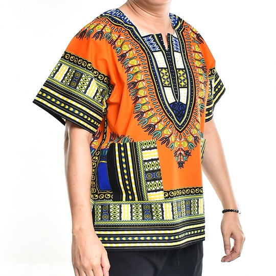 Tangerie Orange Dashiki Shirt African Poncho