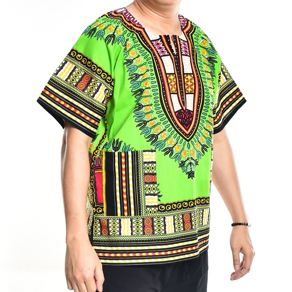 Lime Green Dashiki Shirt African Poncho