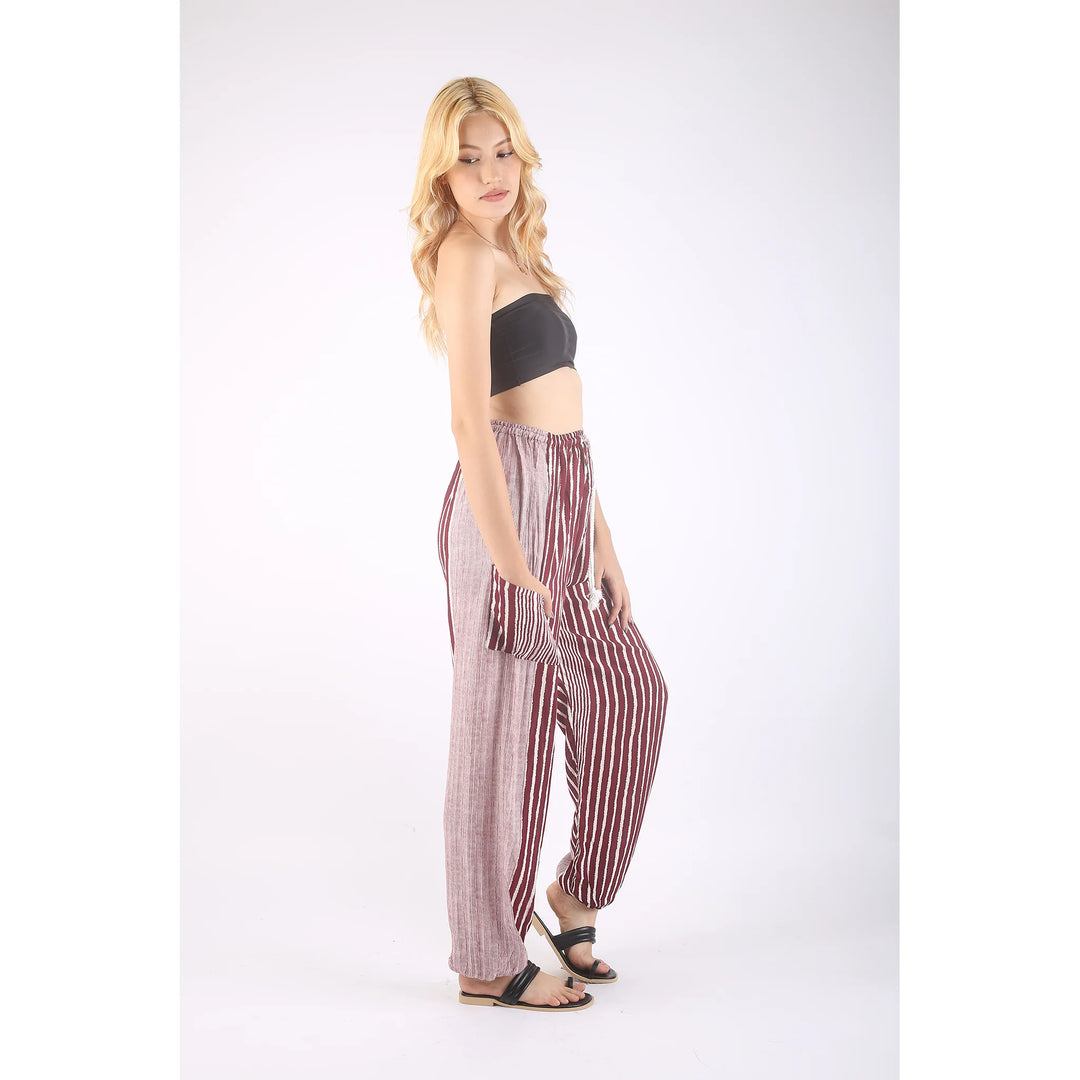 Bohotusk Red White Zebra Stripe Print Womens Harem Pants Cord Tie Waist S/M Only