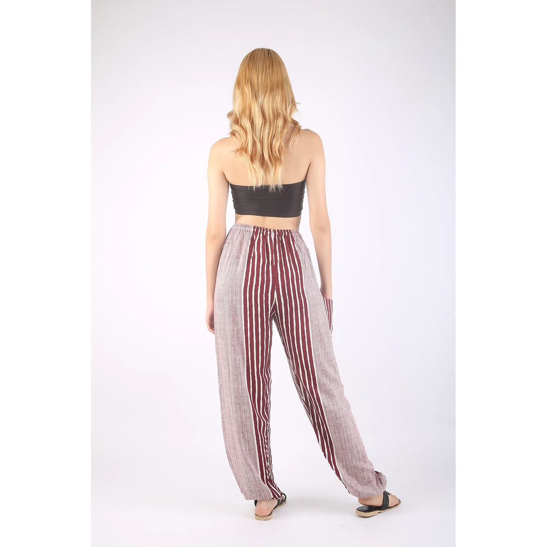 Bohotusk Red White Zebra Stripe Print Womens Harem Pants Cord Tie Waist S/M Only