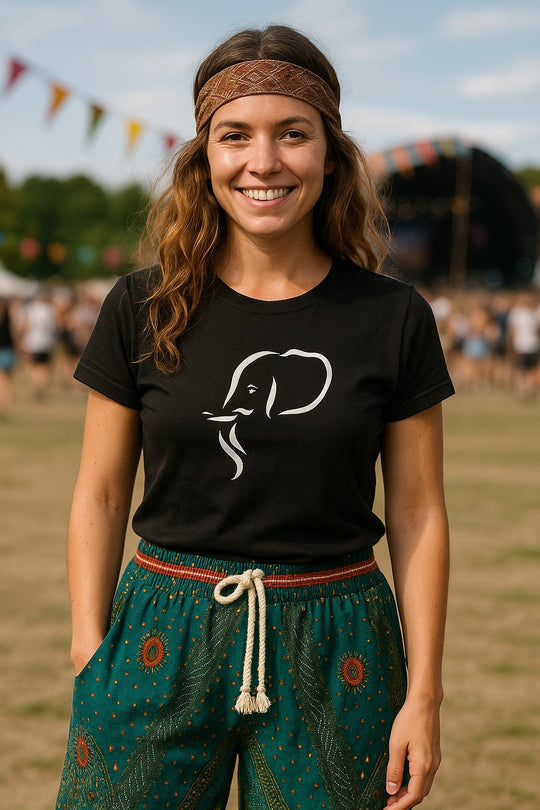 Bohotusk Elephant Head Cotton Ladies T-Shirt XS - 2XL (UK 8 - 18) - 6 Colours