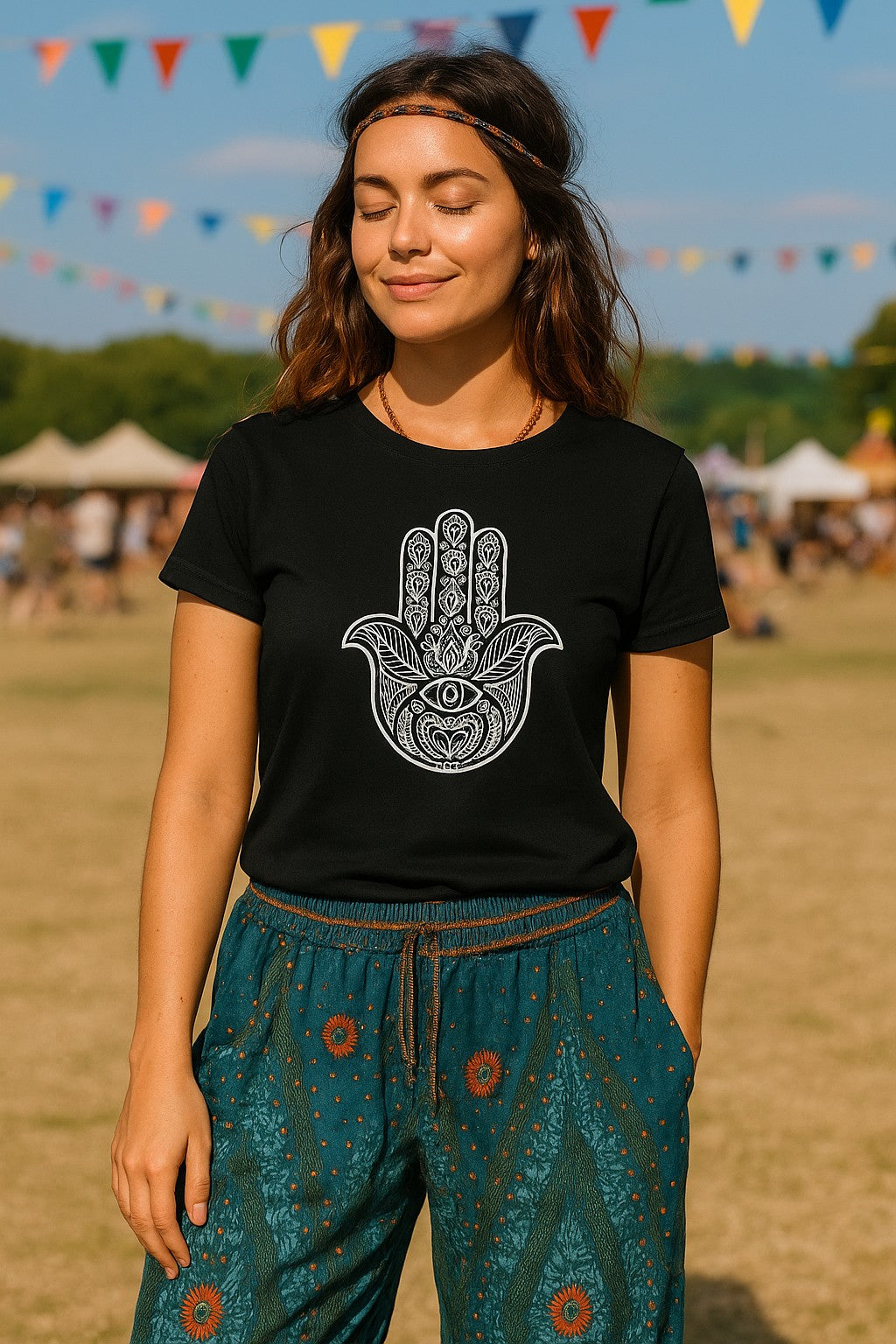 Bohotusk All Seeing Hand Cotton Ladies T-Shirt XS - 2XL (UK 8 - 18) available in 7 colours