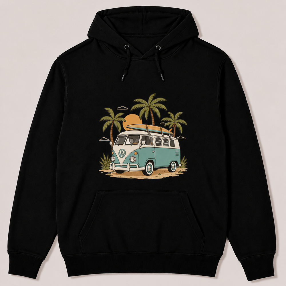 Bohotusk Camper Van Palm Trees Cotton 6 Colours Hoodie S - 2XL (UK 8 - 20)