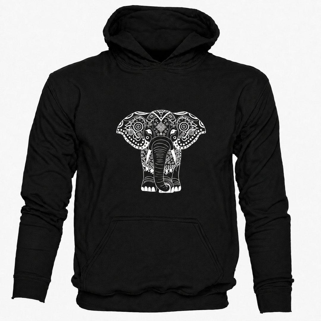 Bohotusk Elephant Print Cotton Hoodie 6 Colours S - 2XL (UK 8 - 20)