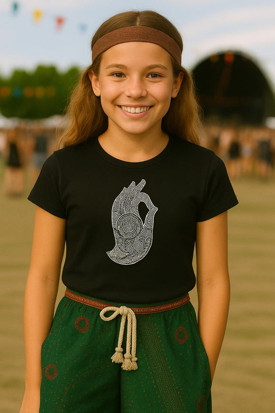 Bohotusk Kids Hand of Buddha Cotton T-Shirt 3 to 13 Years (7 Colours)