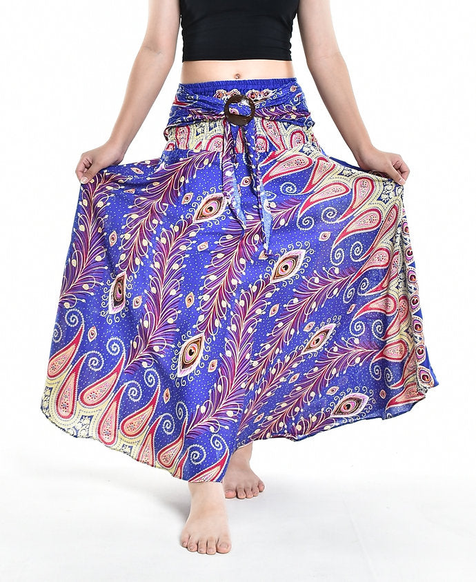 Bohotusk Blue Peacocks Eye Long Skirt With Coconut Buckle (& Strapless Dress) S/M Only