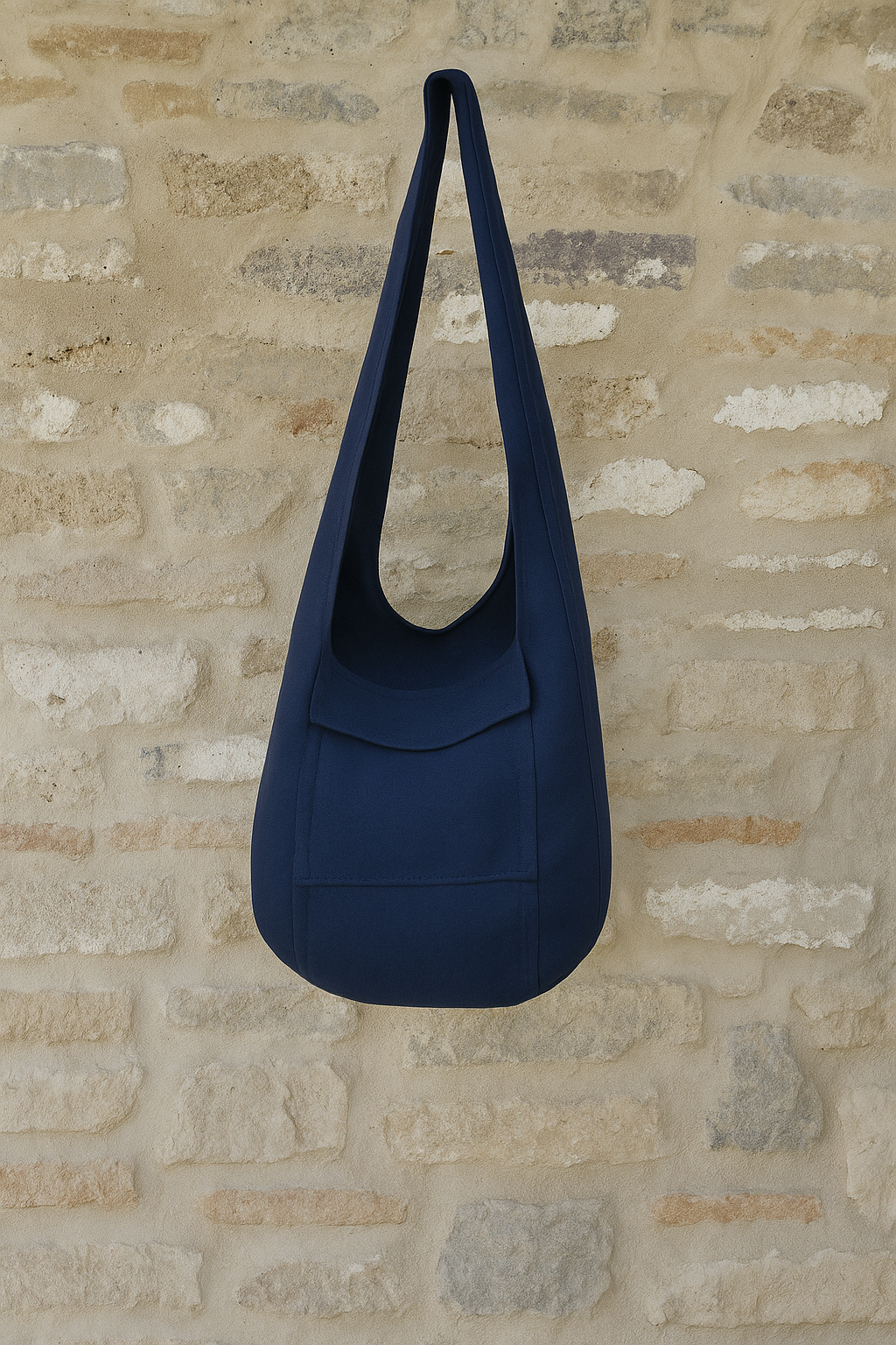 Bohotusk Solid Plain Navy Blue Cotton Canvas Sling Shoulder Bag