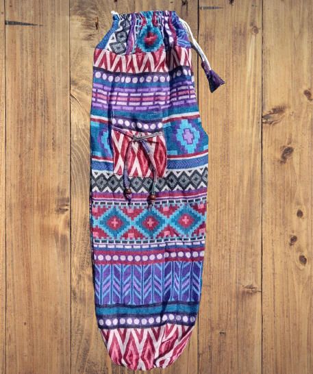 Bohotusk Purple Blue Criss Cross Fleece Harem Pants