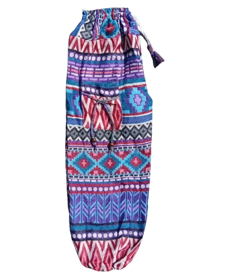 Bohotusk Purple Blue Criss Cross Fleece Harem Pants