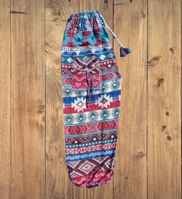 Bohotusk Red Blue Brown Abstract Woollen Fleece Harem Pants M/L Only