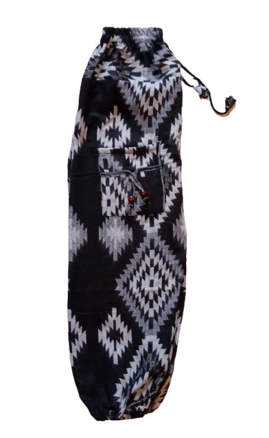 Bohotusk Black Cross Woollen Fleece Harem Pants M/L Only