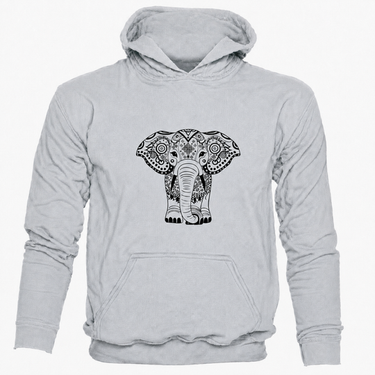 Bohotusk Elephant Print Cotton Hoodie 6 Colours S - 2XL (UK 8 - 20)