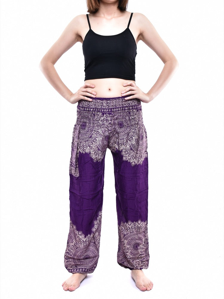 Bohotusk Purple Sun Storm Elasticated Smocked Waist Womens Harem Pants S/M Only