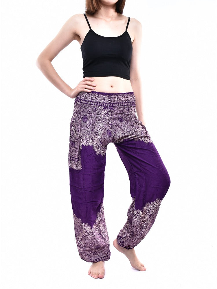 Bohotusk Purple Sun Storm Elasticated Smocked Waist Womens Harem Pants S/M Only
