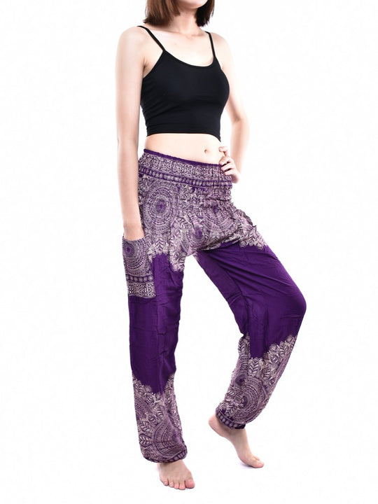 Bohotusk Purple Sun Storm Elasticated Smocked Waist Womens Harem Pants S/M Only