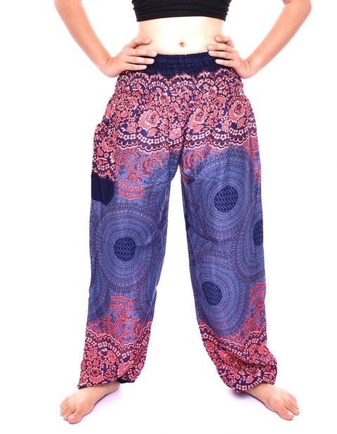 Bohotusk Kids Purple Pink Sun Glow Elasticated Smocked Waist Harem Pants (6 - 8 Years)