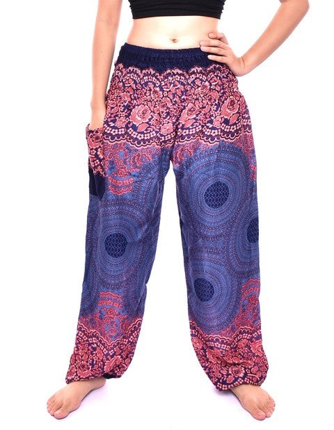 Bohotusk Kids Purple Pink Sun Glow Elasticated Smocked Waist Harem Pants (9 - 12 Years)
