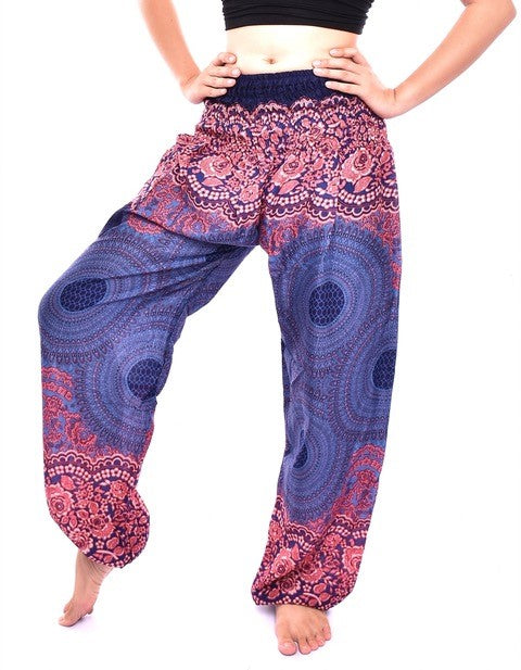 Bohotusk Kids Purple Pink Sun Glow Elasticated Smocked Waist Harem Pants (6 - 8 Years)