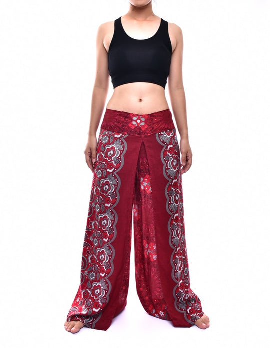 Bohotusk Red Ink Splash Womens Palazzo Pants S/M (UK 8 - 10)