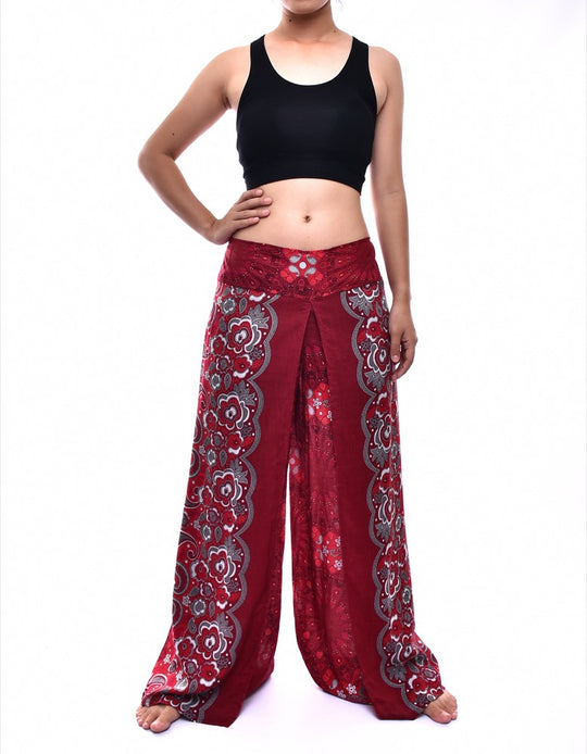 Bohotusk Red Ink Splash Womens Palazzo Pants S/M (UK 8 - 10)