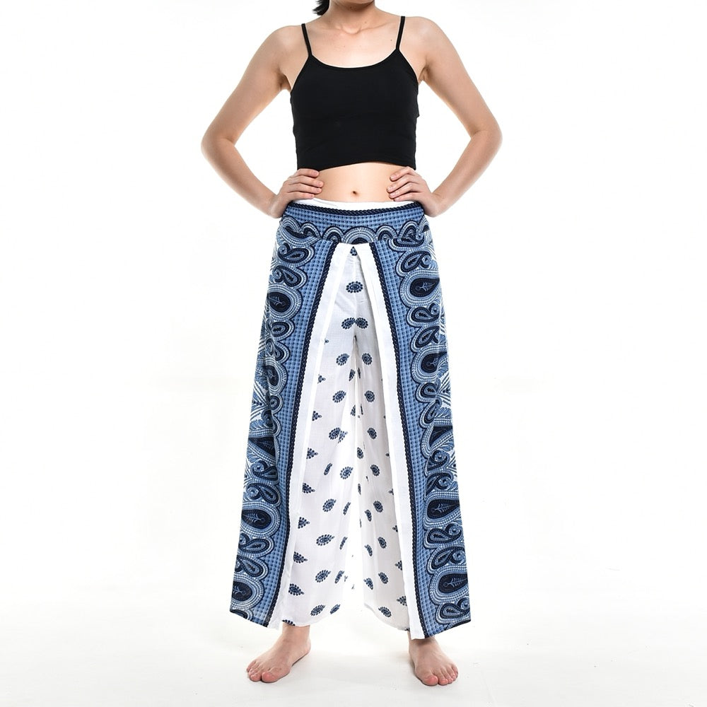 Bohotusk White Butterfly Print Womens Palazzo Pants S/M (UK 8 - 10)