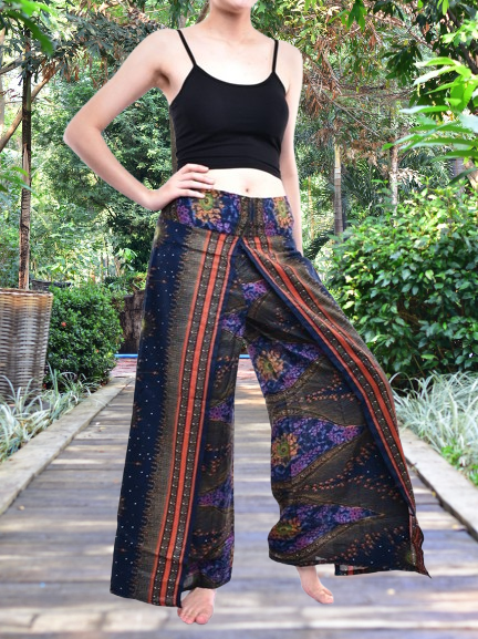 Bohotusk Blue Moonshine Womens Palazzo Trousers S/M (UK 8 - 12)