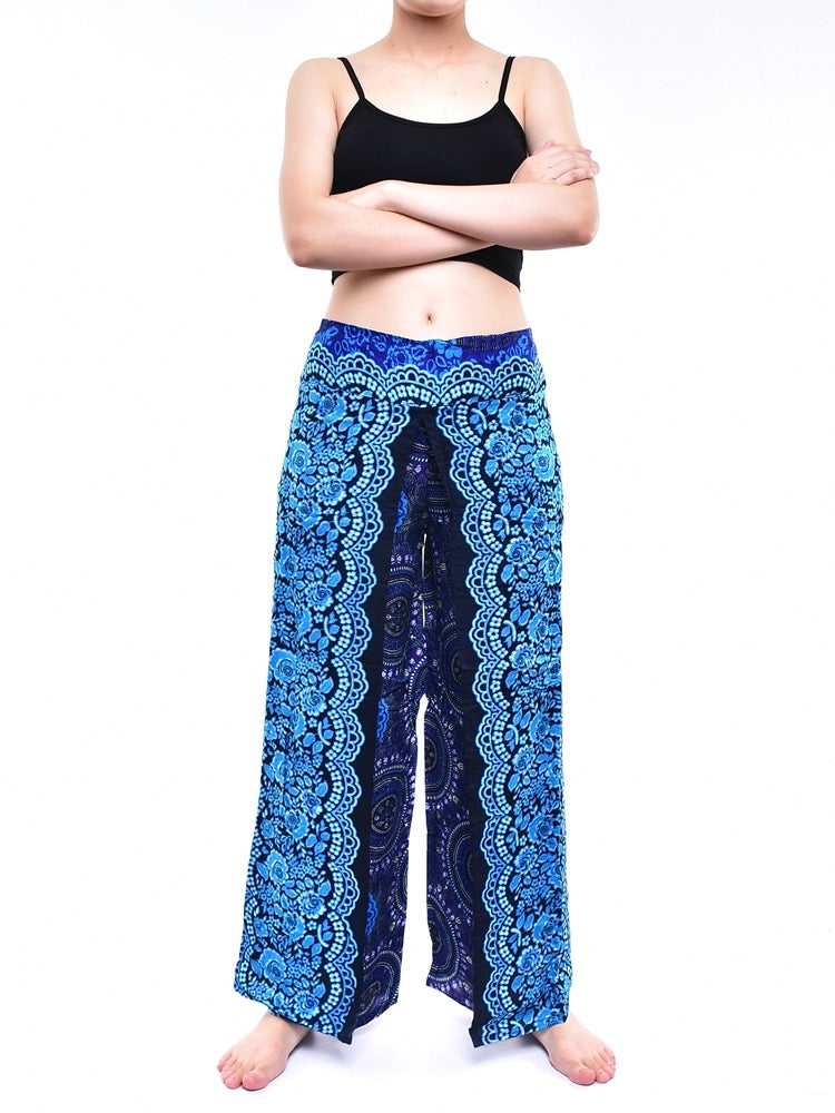 Bohotusk Blue Sun Beam Womens Palazzo Pants Small (UK 8 - 10)