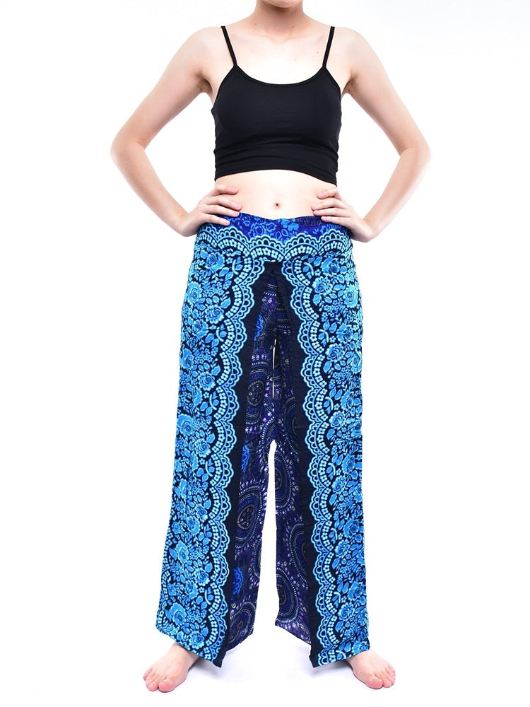 Bohotusk Blue Sun Beam Womens Palazzo Pants Small (UK 8 - 10)