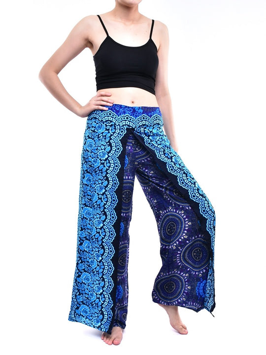 Bohotusk Blue Sun Beam Womens Palazzo Pants Small (UK 8 - 10)