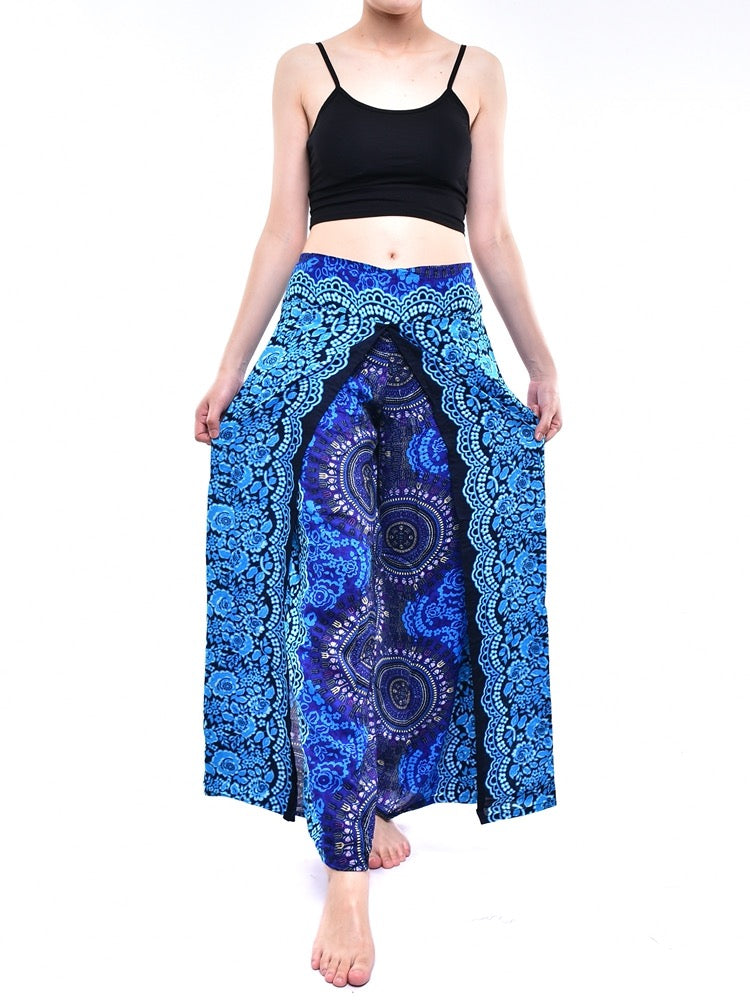 Bohotusk Blue Sun Beam Womens Palazzo Pants Small (UK 8 - 10)