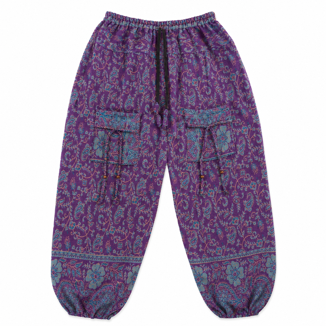 Bohotusk Purple Paisley Fleece Harem Pants One Size