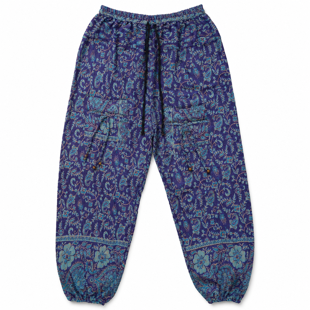 Bohotusk Purple Navy Blue Paisley Fleece Harem Pants