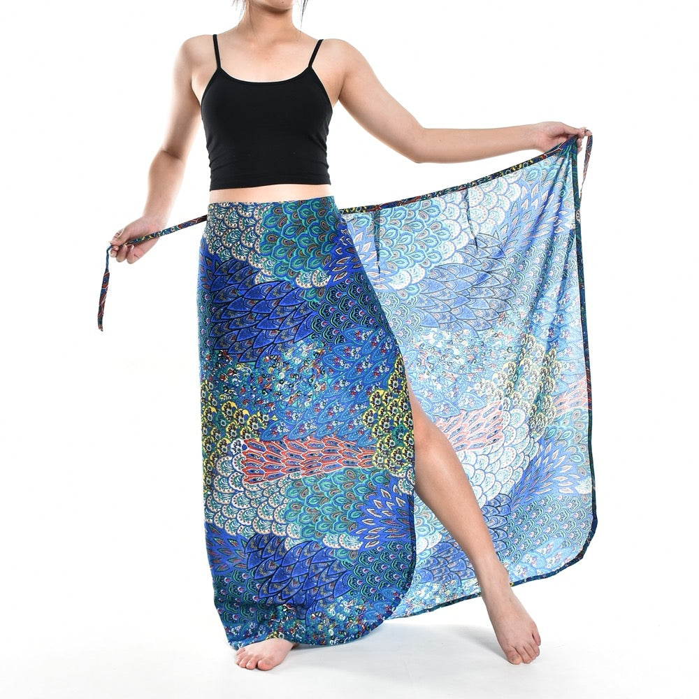 Bohotusk Blue Peacock Feather Print Sarong Super Soft 150cm x 110cm