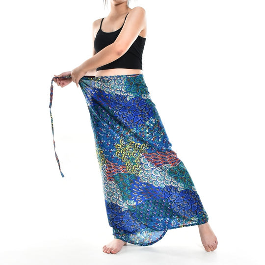 Bohotusk Blue Peacock Feather Print Sarong Super Soft 150cm x 110cm