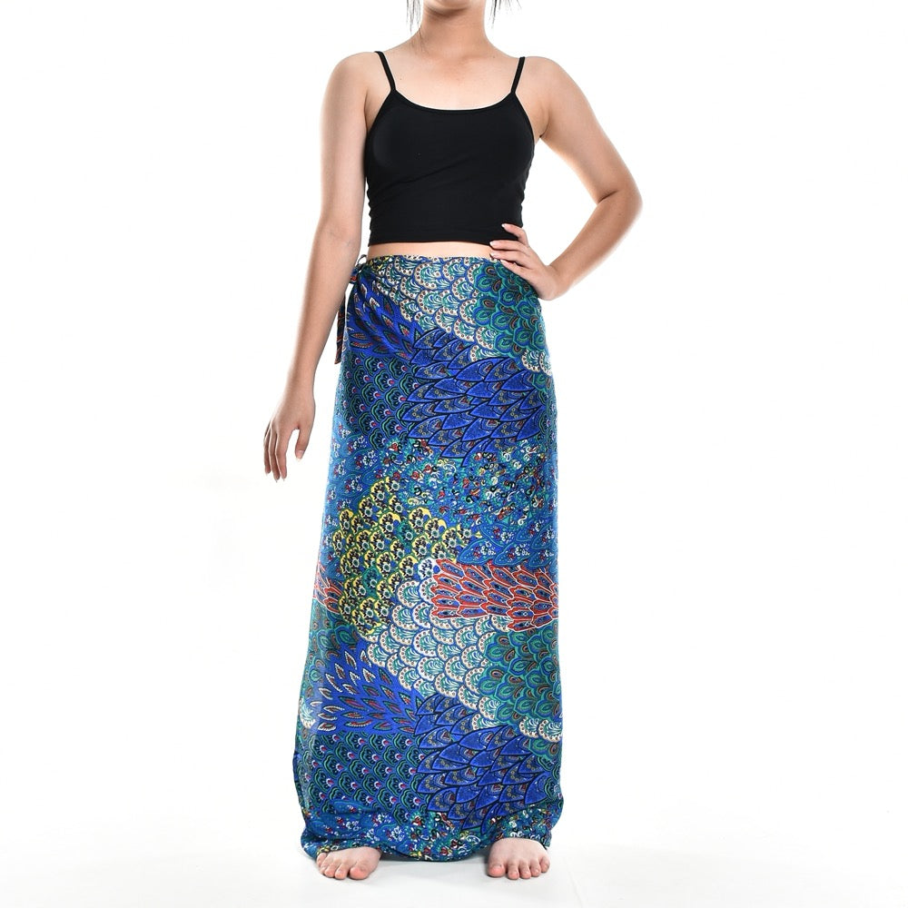 Bohotusk Blue Peacock Feather Print Sarong Super Soft 150cm x 110cm