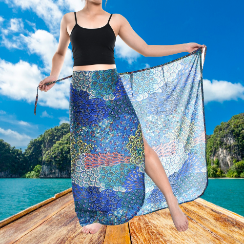 Bohotusk Blue Peacock Feather Print Sarong Super Soft 150cm x 110cm