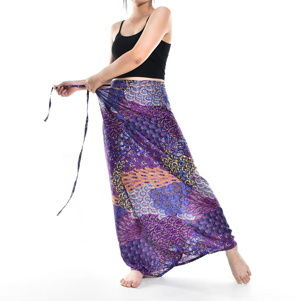 Bohotusk Purple Peacock Feather Print Sarong Super Soft 150cm x 110cm